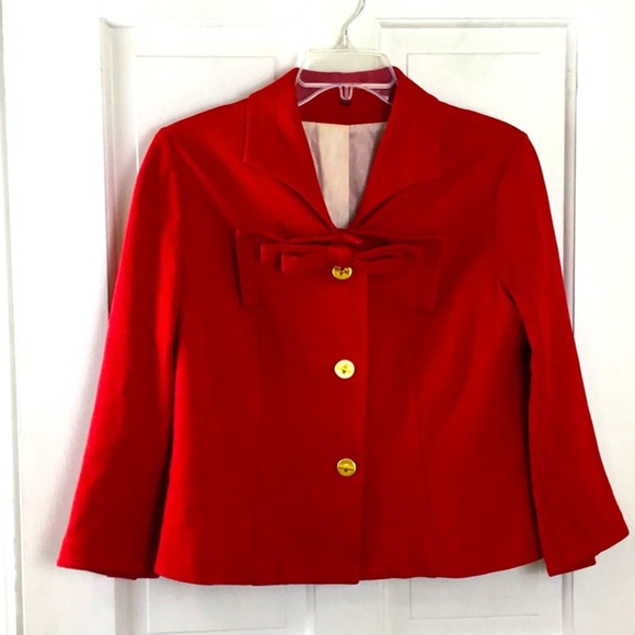 CAbi Cropped Jacket Blazer #3035 Holiday Red Bow - Picture 1 of 9